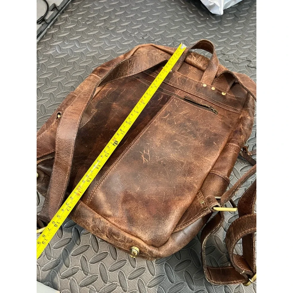 Luxoria Leather Backpack Mens Medium Brown Distressed Laptop Bag Travel Rustic
